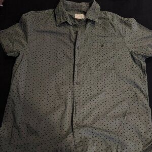 Men's Short Sleeve Button Up Shirt Green Pattern